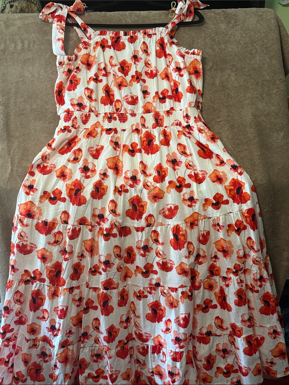 Matilda Jane White Dress with Red & Orange Floral Print